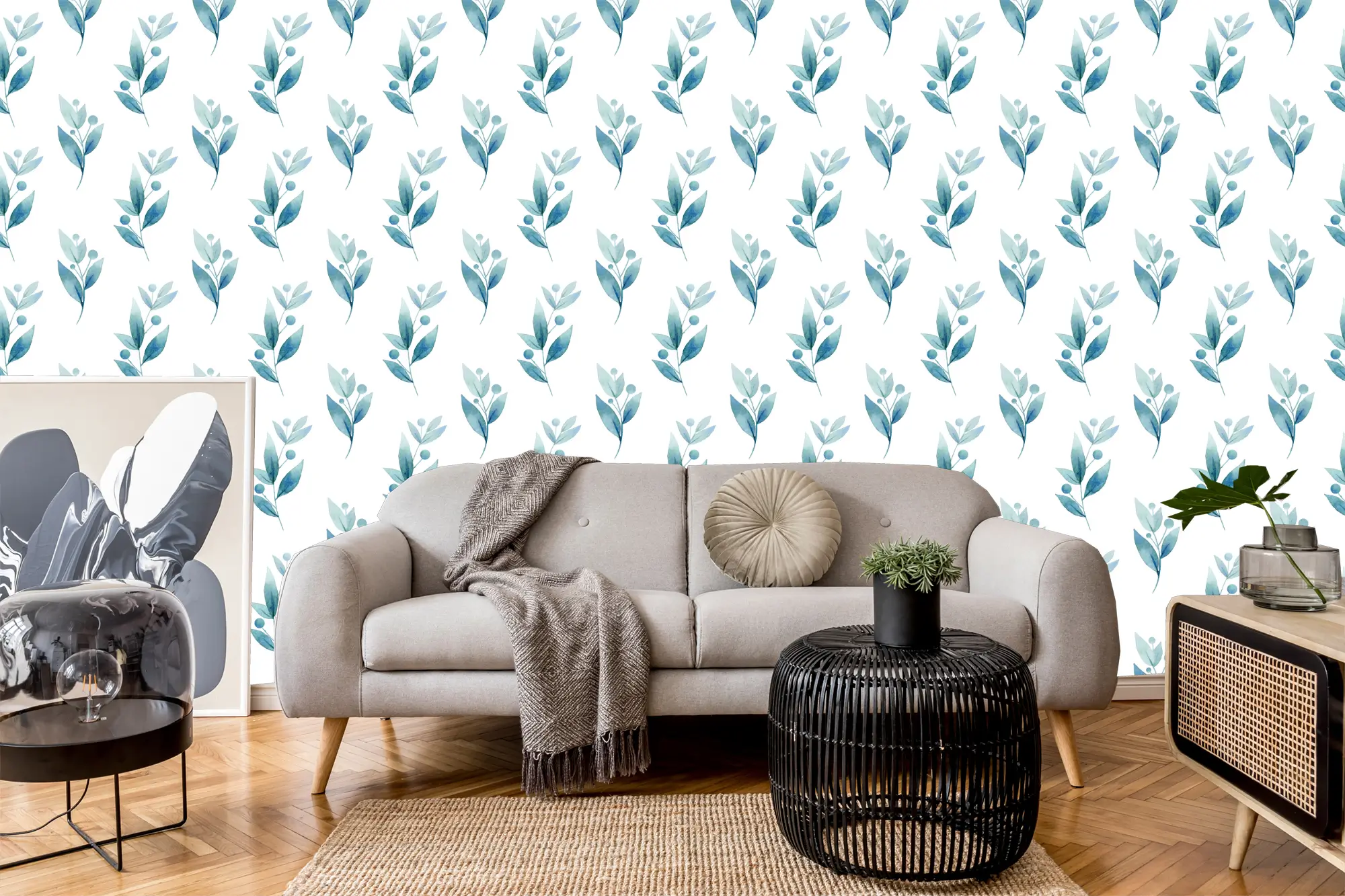 A Symphony of Peel and Stick Wallpaper and Custom Cabinetry